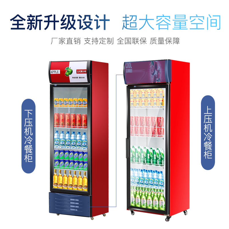 商用立式冰柜超市饮料啤酒冷柜设备冰箱单双门水果保鲜冷藏展示柜