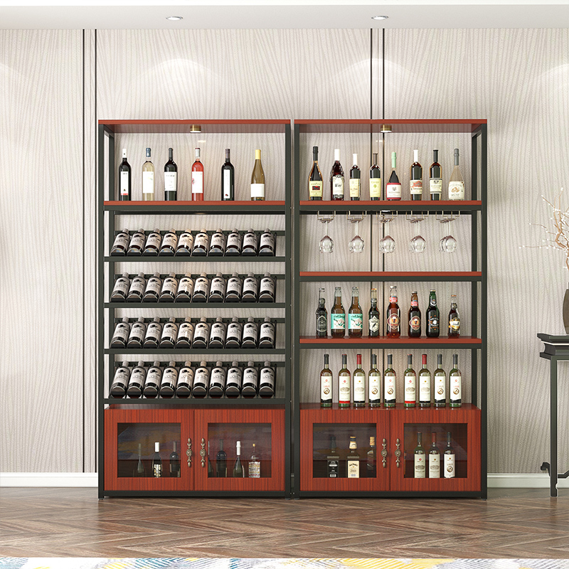 红酒酒柜客厅家用落地酒瓶架子工业风葡萄酒架现代简约展示置物架